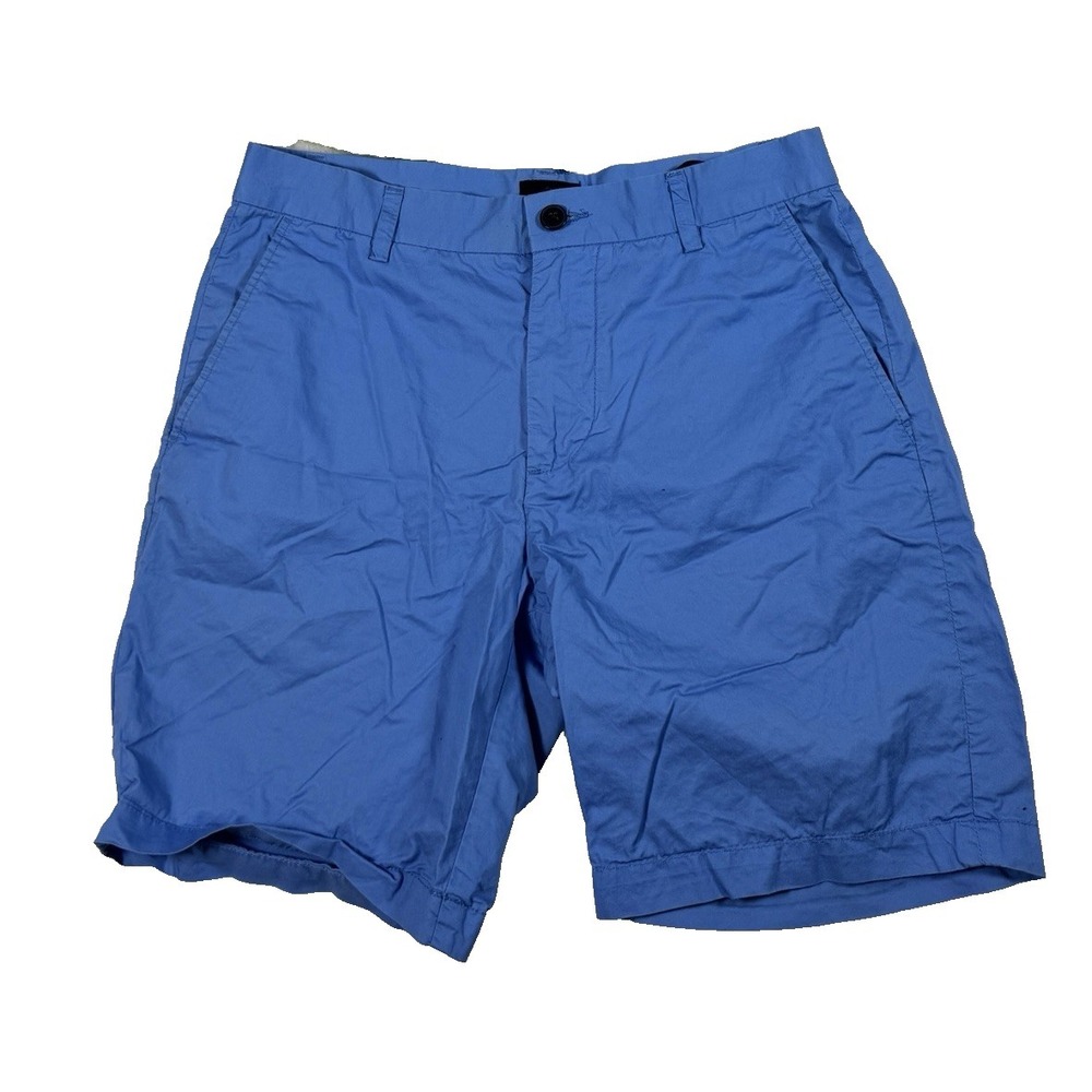HM Mens Blue Chino Shorts Size 32 Regular Fit Flat Front Cotton Pockets 0355287